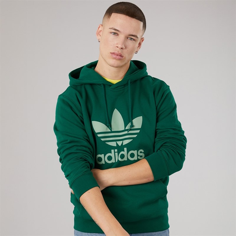 adidas Originals Mens Adicolour Classics Trefoil Hoodie Collegiate Green - Image 3