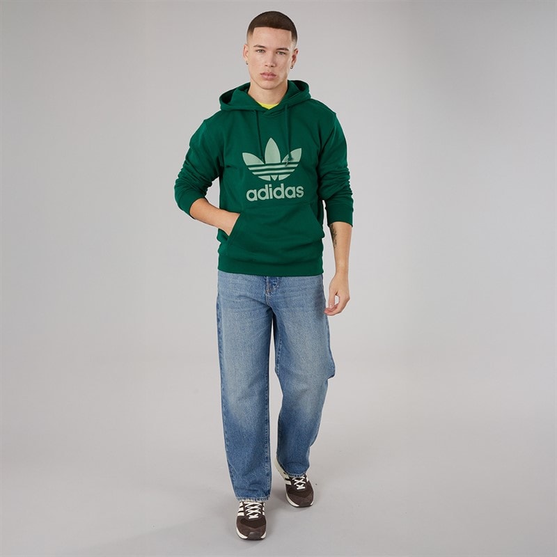 adidas Originals Mens Adicolour Classics Trefoil Hoodie Collegiate Green - Image 4