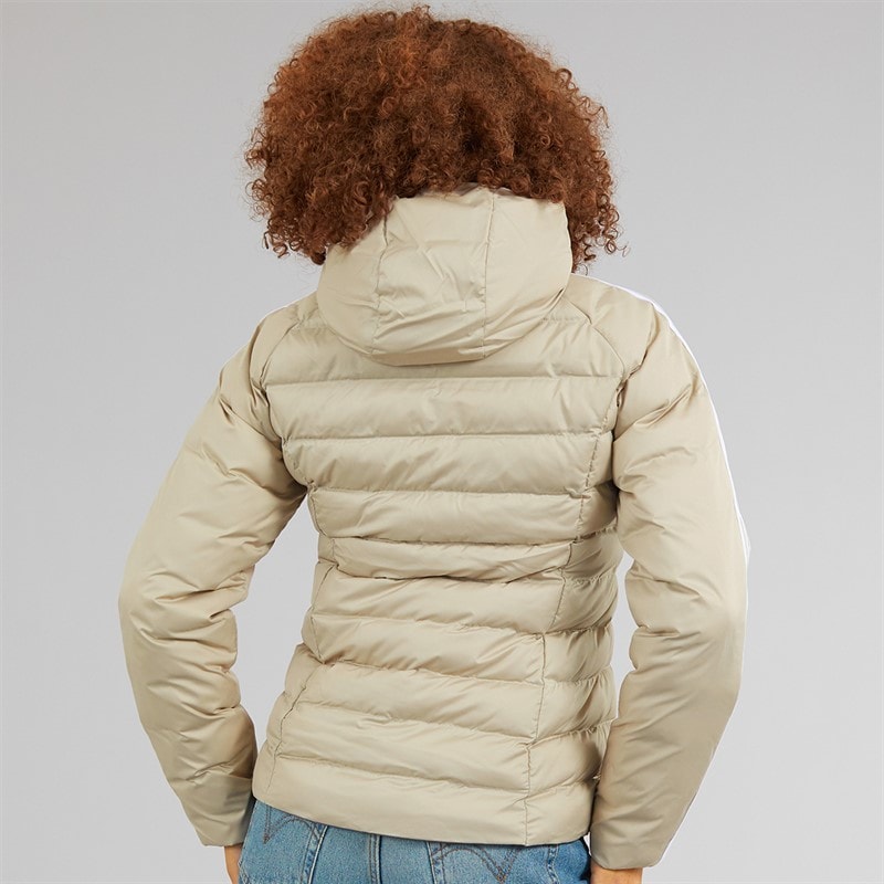 adidas Originals Womens Adicolor Padded Hooded Jacket Wonder Beige/Green/Preloved Ruby - Image 2