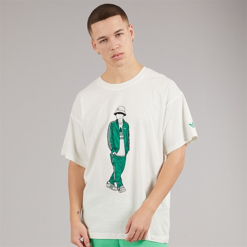 adidas Originals Mens GFX Trefoil Logo T-Shirt Off White - Image 1