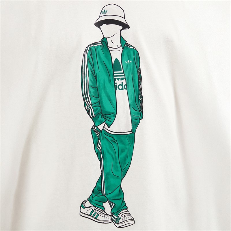 adidas Originals Mens GFX Trefoil Logo T-Shirt Off White - Image 3
