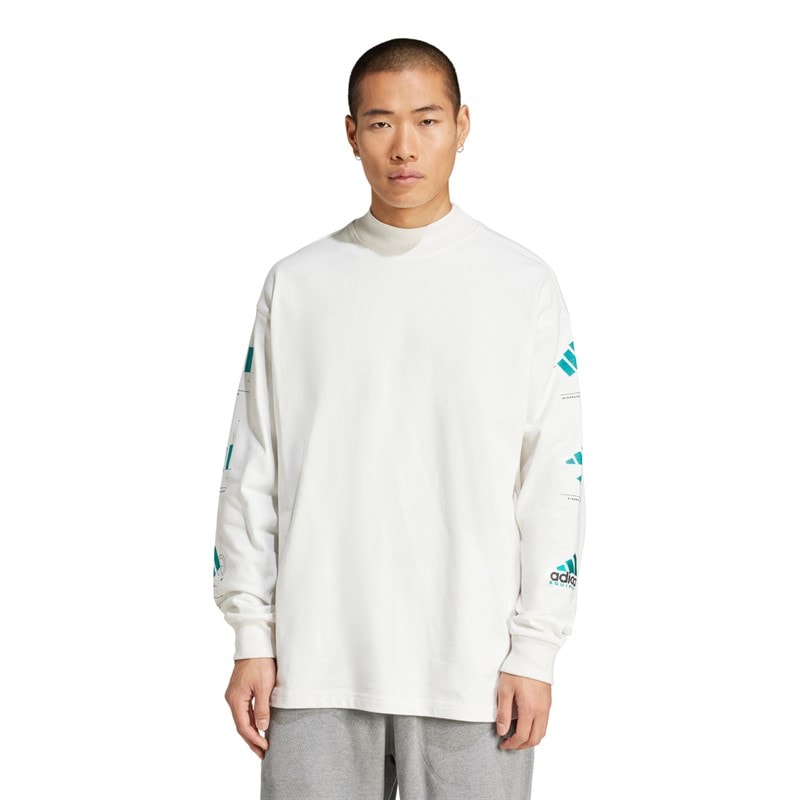 adidas Originals Mens EQT Graphic Long Sleeve T-Shirt Cloud White - Image 1