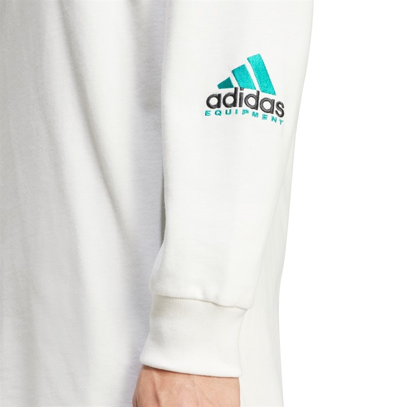 adidas Originals Mens EQT Graphic Long Sleeve T-Shirt Cloud White - Image 4