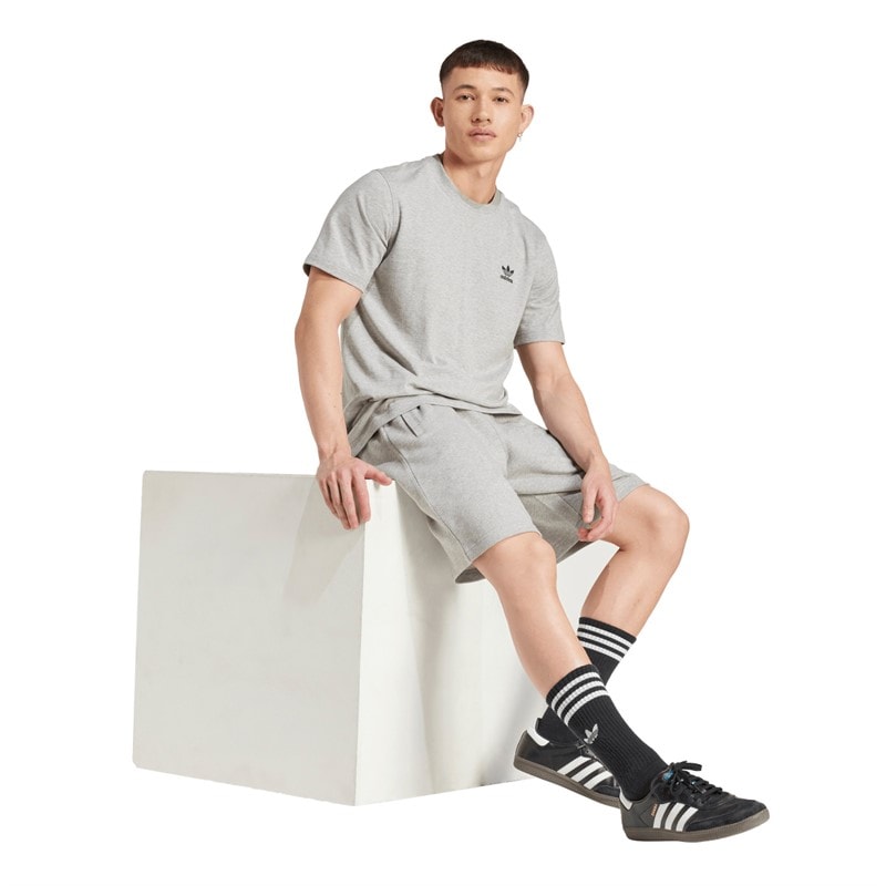adidas Originals Mens Essentials Trefoil Shorts Medium Grey Heather - Image 5