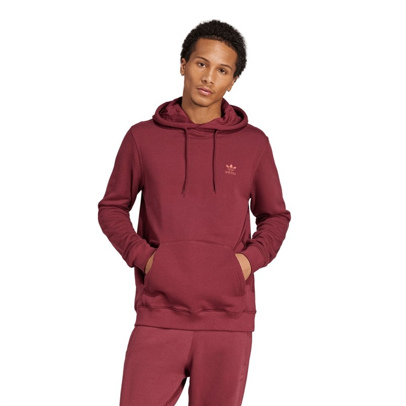 adidas Originals Mens Trefoil Essentials French Terry Hoodie Shadow Red - Image 1