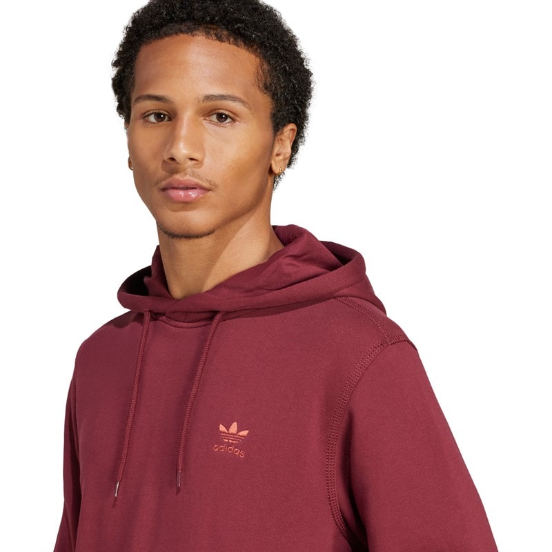 adidas Originals Mens Trefoil Essentials French Terry Hoodie Shadow Red - Image 3