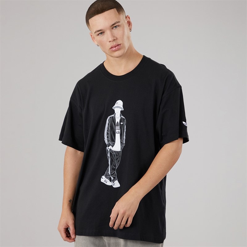 adidas Originals Mens GFX Trefoil Logo T-Shirt Black - Image 1