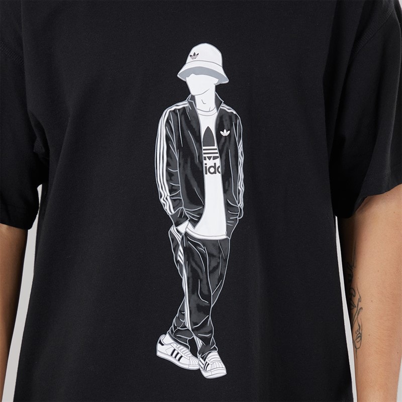 adidas Originals Mens GFX Trefoil Logo T-Shirt Black - Image 5