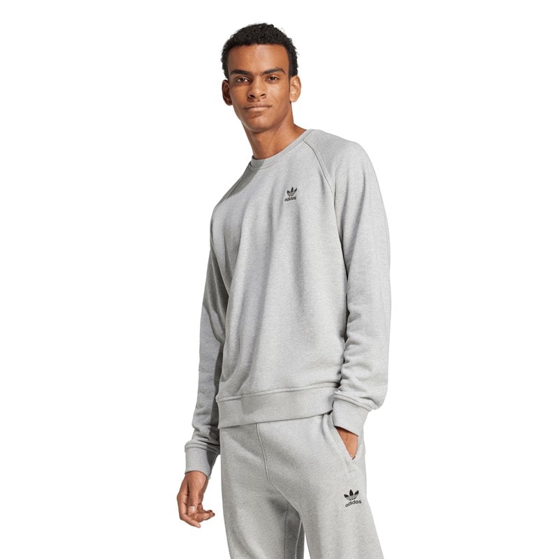 adidas Originals Mens Trefoil Essentials French Terry Sweatshirt Medium Grey Heather