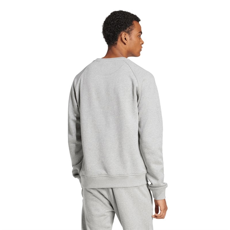 adidas Originals Mens Trefoil Essentials French Terry Sweatshirt Medium Grey Heather - Image 2