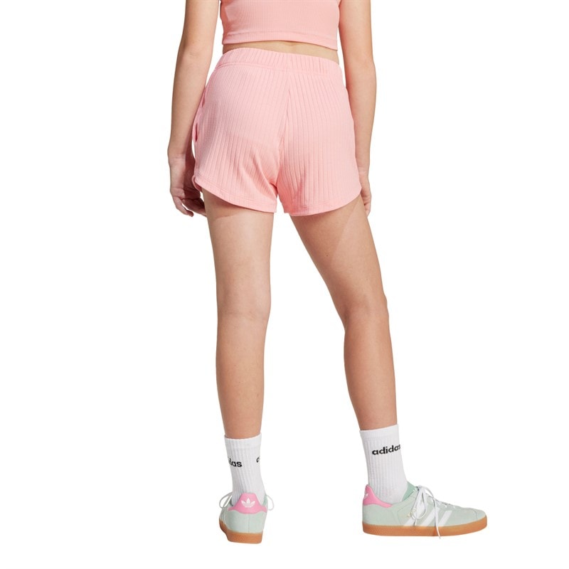 adidas Originals Junior Girls Ribbed Shorts Semi Pink Spark - Image 2