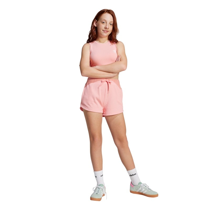 adidas Originals Junior Girls Ribbed Shorts Semi Pink Spark - Image 5