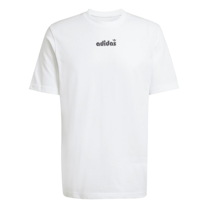 adidas Originals Mens Small Logo Graphic T-Shirt White - Image 1