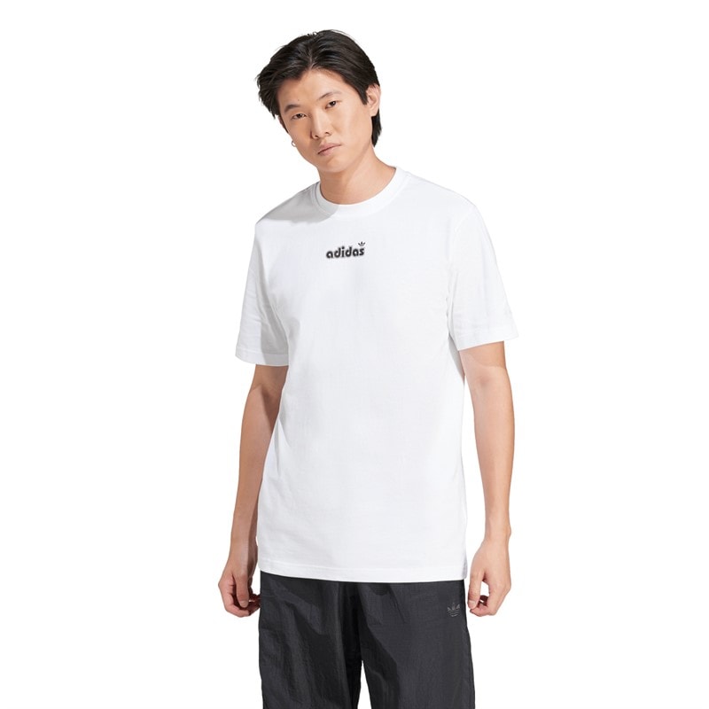 adidas Originals Mens Small Logo Graphic T-Shirt White - Image 2