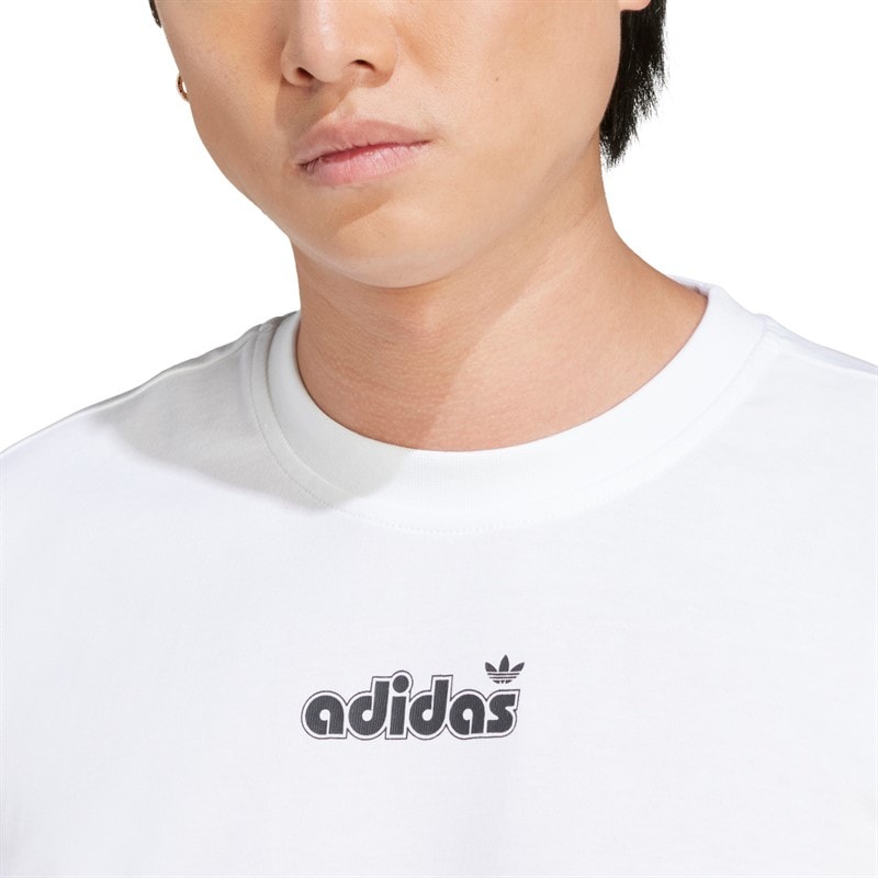 adidas Originals Mens Small Logo Graphic T-Shirt White - Image 5