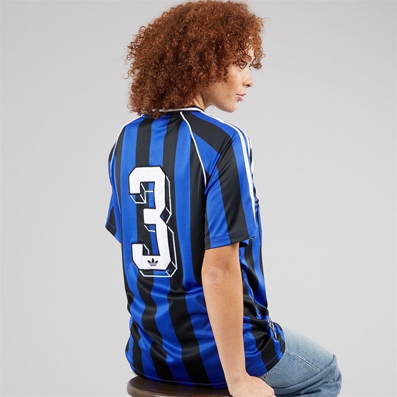 adidas Originals Womens Beads Striped Jersey Semi Lucid Blue/Black - Image 2