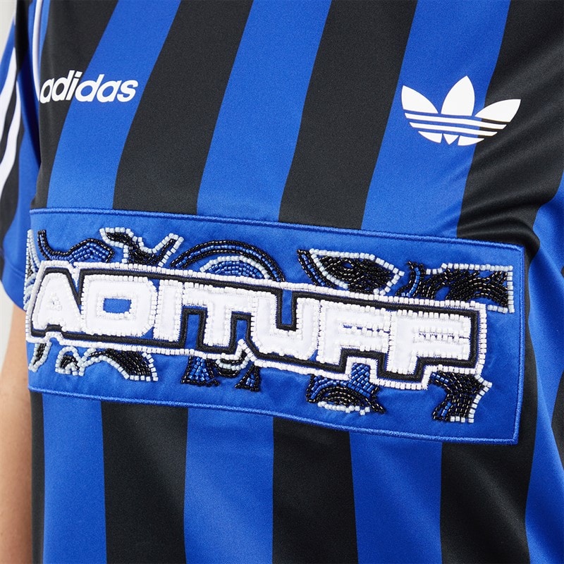 adidas Originals Womens Beads Striped Jersey Semi Lucid Blue/Black - Image 3