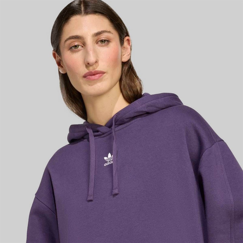 adidas Originals Womens Essentials Oversized Fleece Hoodie Aurora Plum - Image 4