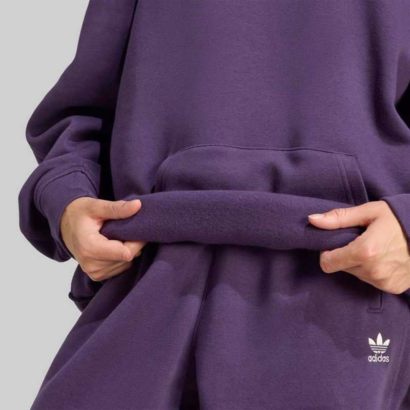 adidas Originals Womens Essentials Oversized Fleece Hoodie Aurora Plum - Image 5