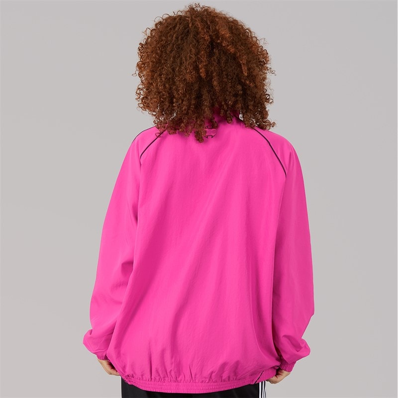 adidas Originals Womens Teamgeist Adicolor Oversized Woven Full Zip Track Top Semi Lucid Fuchsia/Black - Image 3