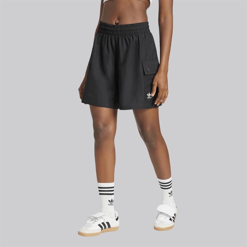 adidas Originals Womens Essentials Woven High Waist Cargo Shorts Black