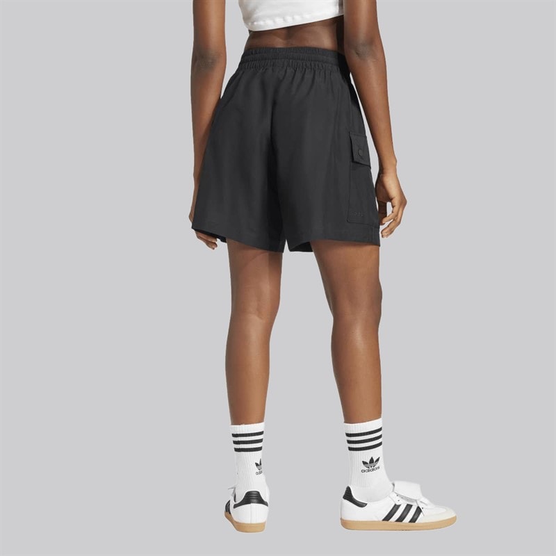 adidas Originals Womens Essentials Woven High Waist Cargo Shorts Black - Image 2