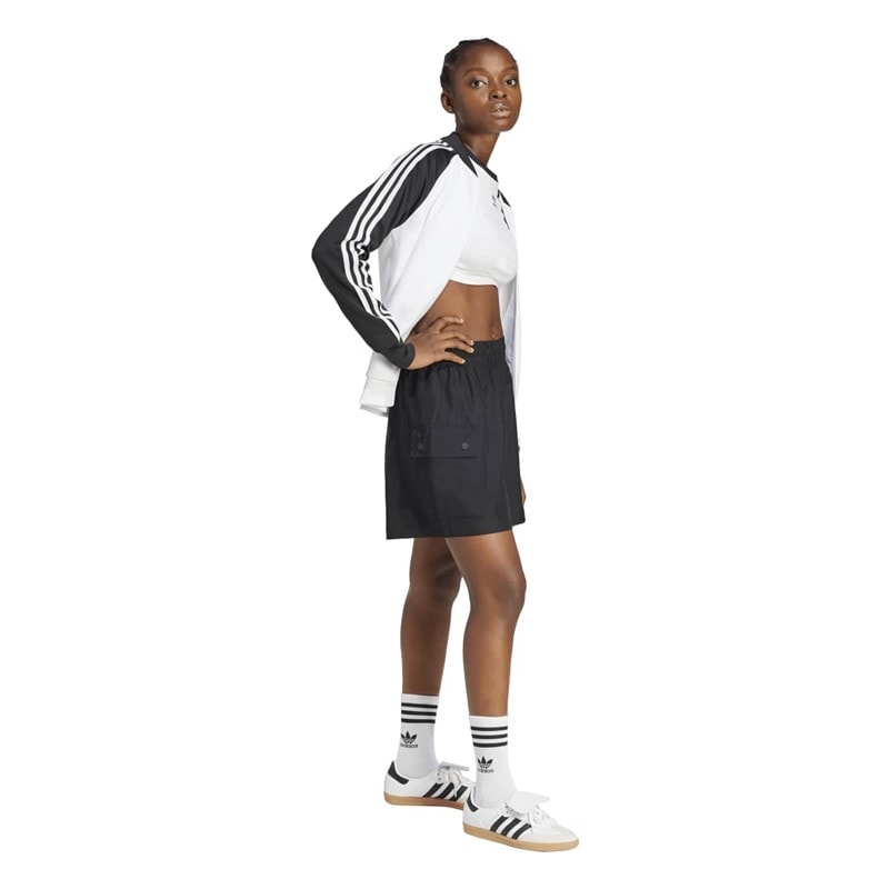 adidas Originals Womens Essentials Woven High Waist Cargo Shorts Black - Image 5