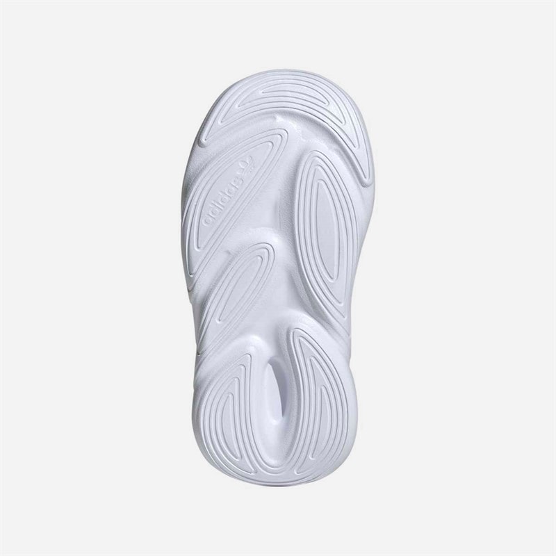 adidas Originals Infant Ozelia Elastic Lace Trainers Silver Pebble/Focus Olive/Cloud White - Image 2