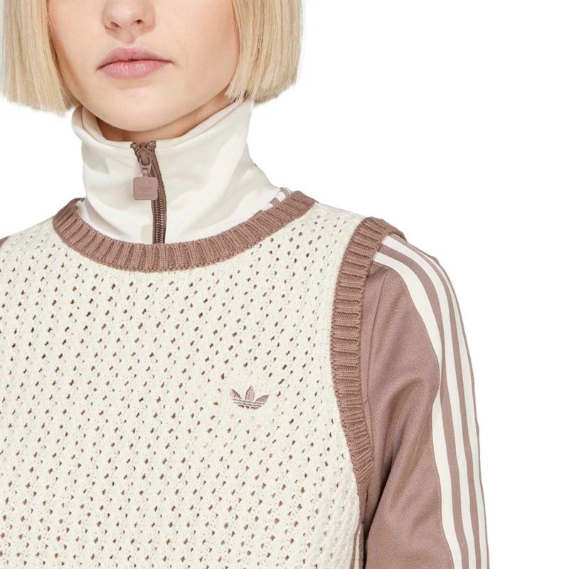 adidas Originals Womens Adicolor Knitted Vest Wonder White - Image 3