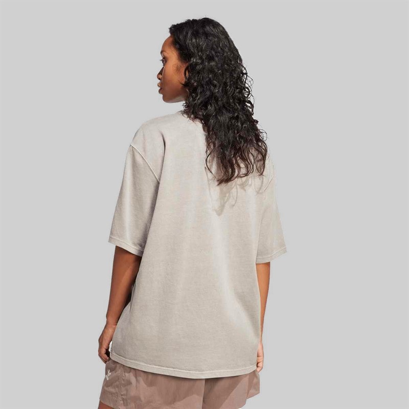 adidas Originals Womens Washed Oversized T-Shirt Silver Pebble - Image 2