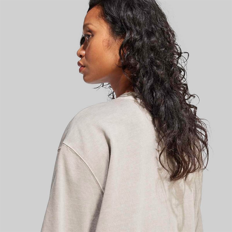 adidas Originals Womens Washed Oversized T-Shirt Silver Pebble - Image 5