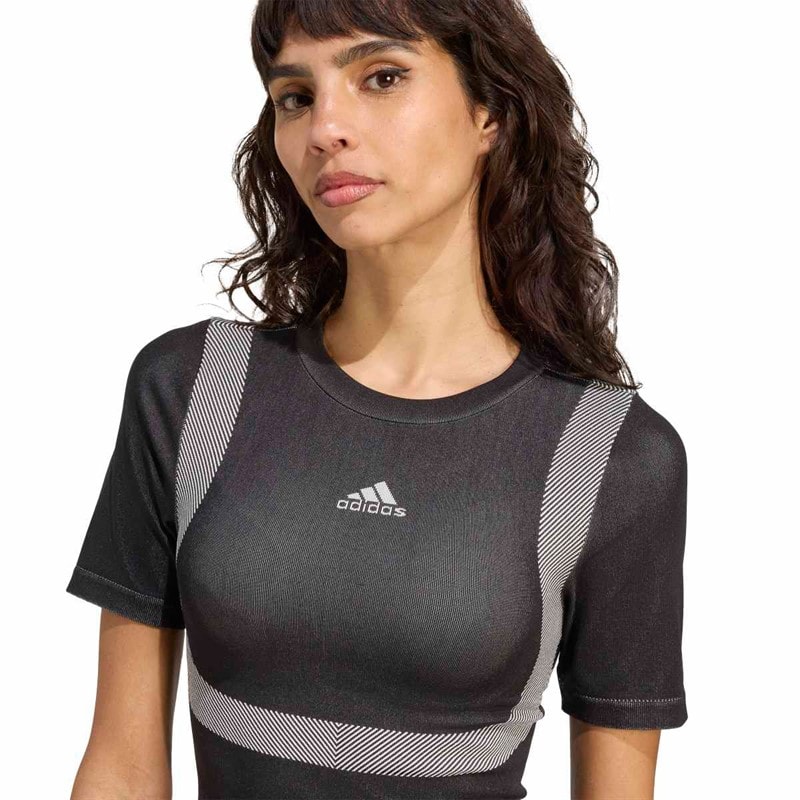 adidas Originals Womens Seamless Techfit Baby T-Shirt Black/White - Image 3