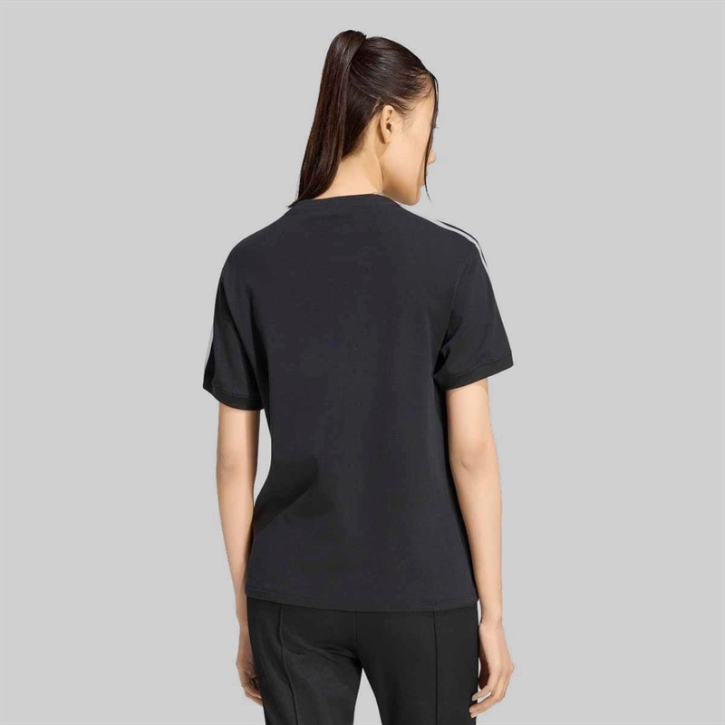 adidas Originals Womens Adicolor 3 Stripes Trefoil T-Shirt Black - Image 3