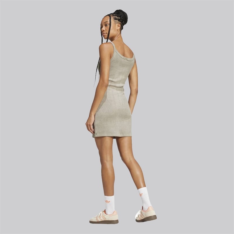 adidas Originals Womens Ribbed Mini Dress Silver Pebble - Image 2