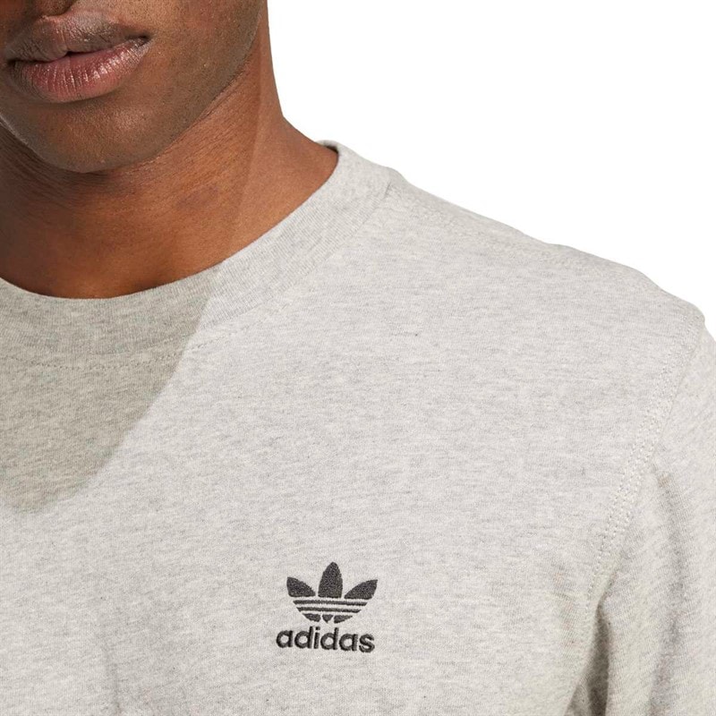 adidas Originals Mens Trefoil Essentials T-Shirt Medium Grey Heather - Image 3