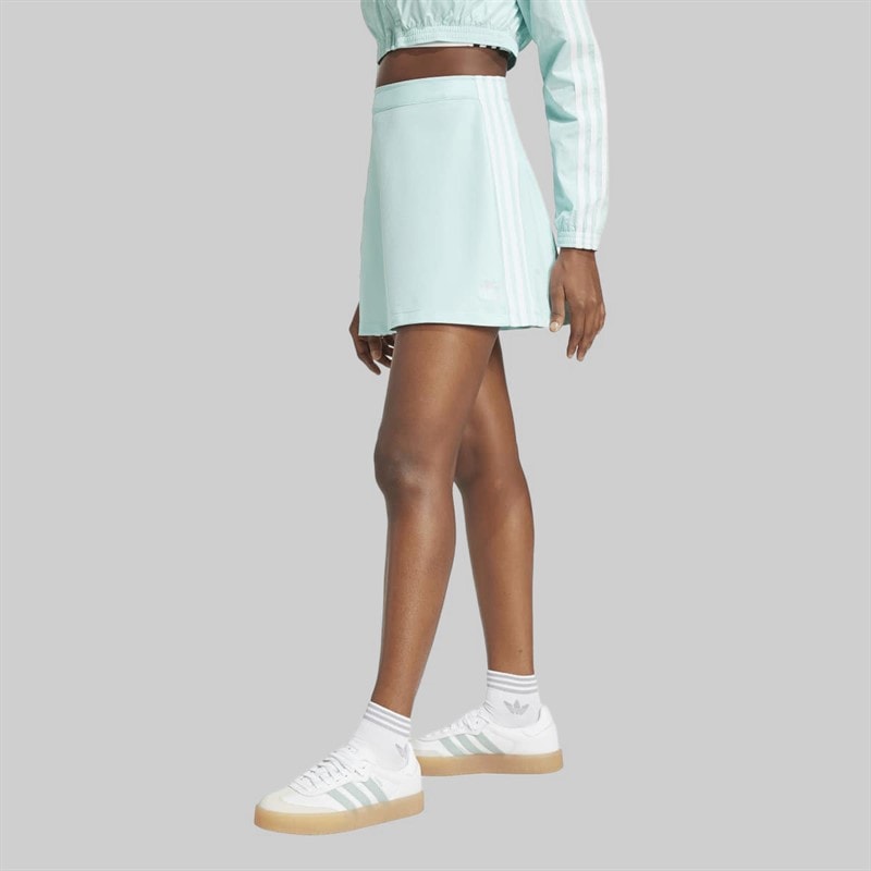 adidas Originals Womens Adicolor 3 Stripes Mini Skirt Semi Flash Aqua