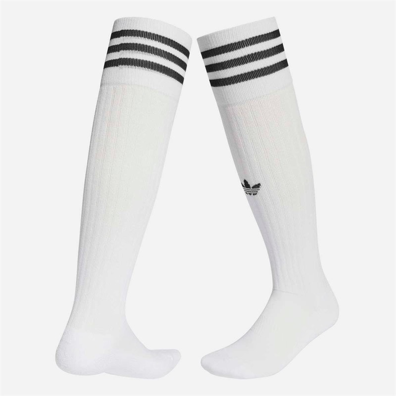 adidas Originals 3 Stripes Football Knee Socks White/Black - Image 2
