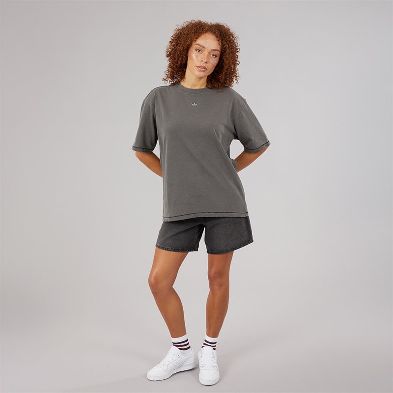 adidas Originals Womens Washed Oversized T-Shirt Utility Black - Image 4