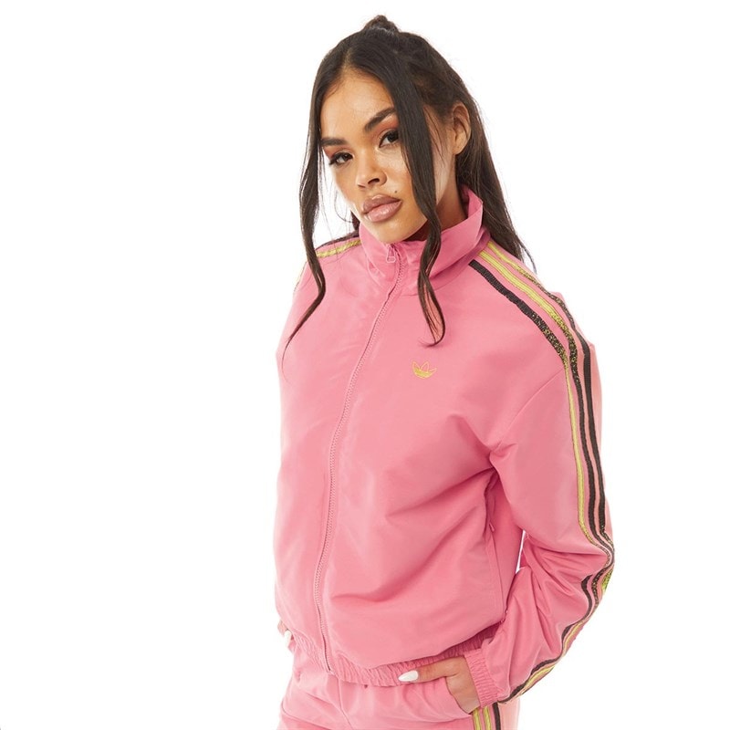 adidas Originals Womens Fakten Track Top Hazy Rose/Active Yellow/Black - Image 1