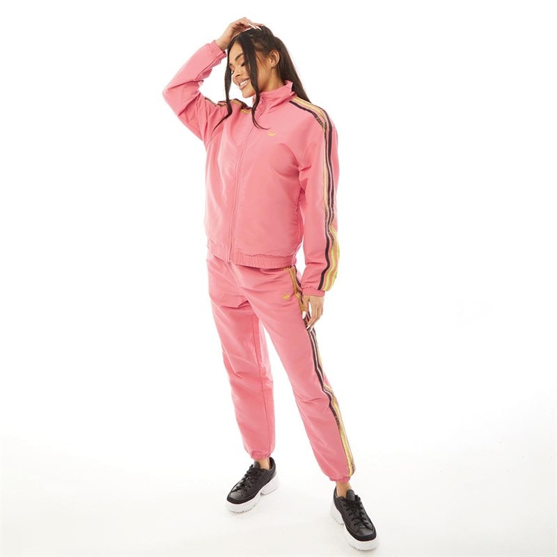 adidas Originals Womens Fakten Track Top Hazy Rose/Active Yellow/Black - Image 3