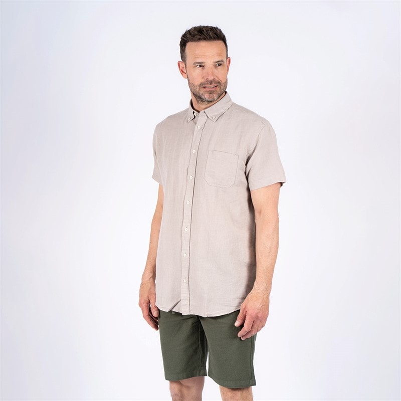 Pre end Mens Frey Short Sleeve Shirt Ultra Light Sand - Image 1