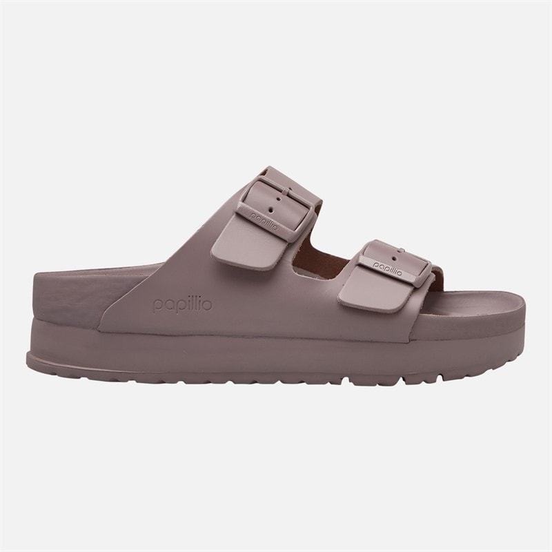 Birkenstock Womens Arizona Flex Platform Double Buckle Sandals Faded Purple