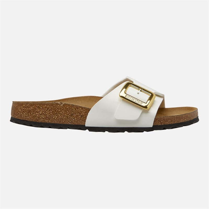 Birkenstock Womens Catalina Cushion Buckle Sliders Patent White - Image 1