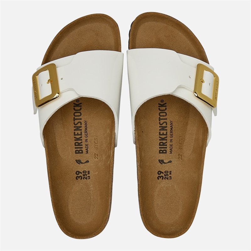 Birkenstock Womens Catalina Cushion Buckle Sliders Patent White - Image 3