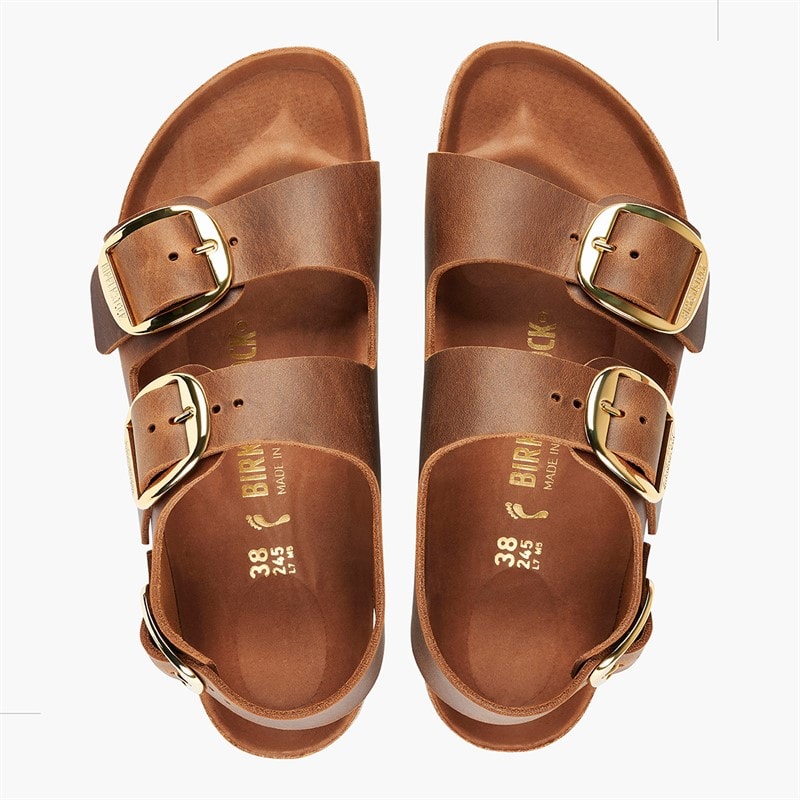 Birkenstock Womens Milano Big Buckle Sandals Cognac - Image 3
