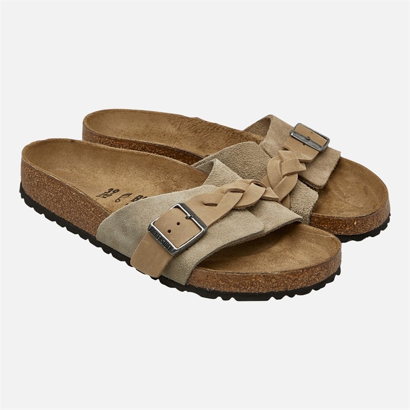 Birkenstock Womens Oita Braided Strap Sliders Taupe - Image 2