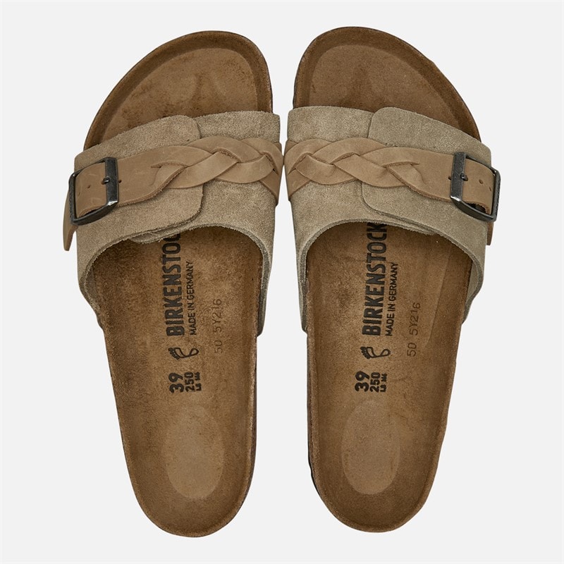Birkenstock Womens Oita Braided Strap Sliders Taupe - Image 3