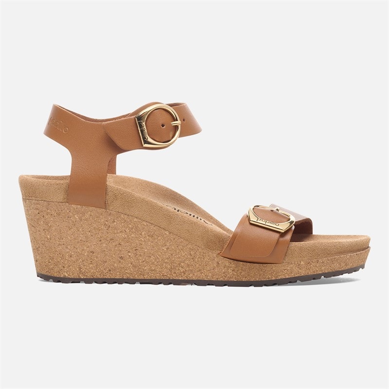 Birkenstock Womens Soley Ring Buckle Narrow Fit Wedge Sandals Ginger Brown - Image 2