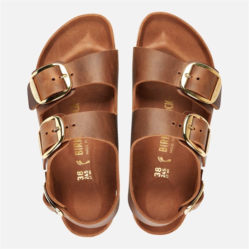 Birkenstock Womens Milano Big Buckle Sandals Cognac - Image 3