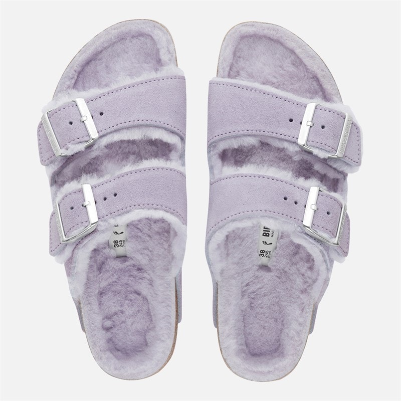 Birkenstock Womens Arizona Shearing Lined Dual Strap Sandals Purple - Image 3